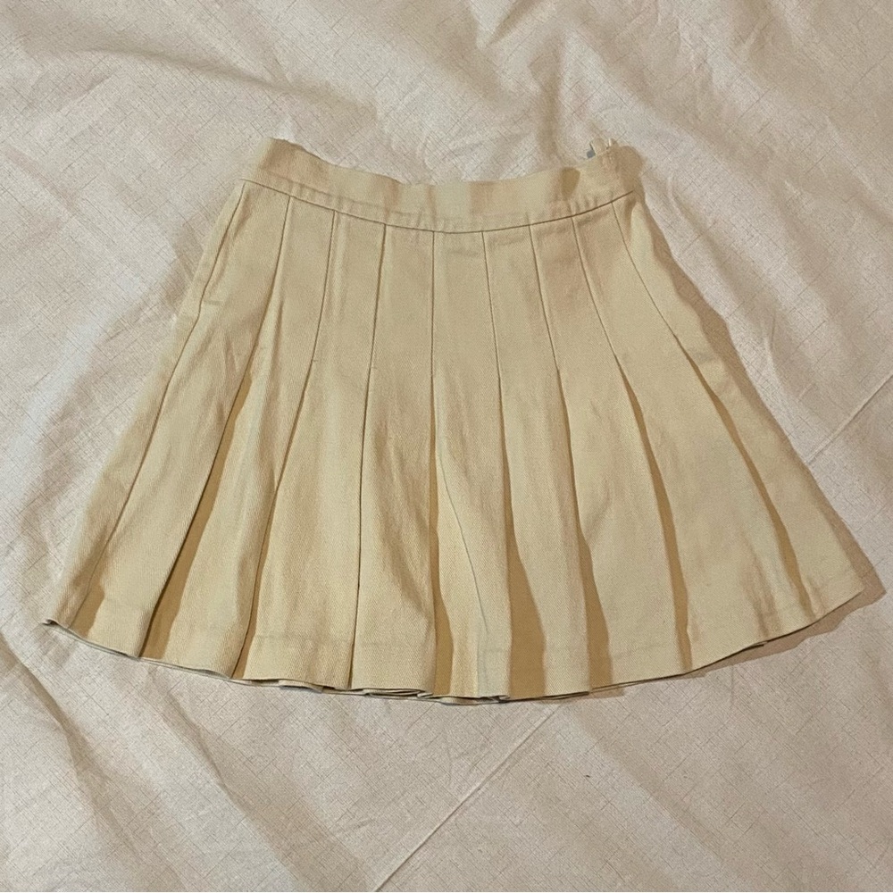 Cream Pleated Mini Skirt from Lirika Matoshi